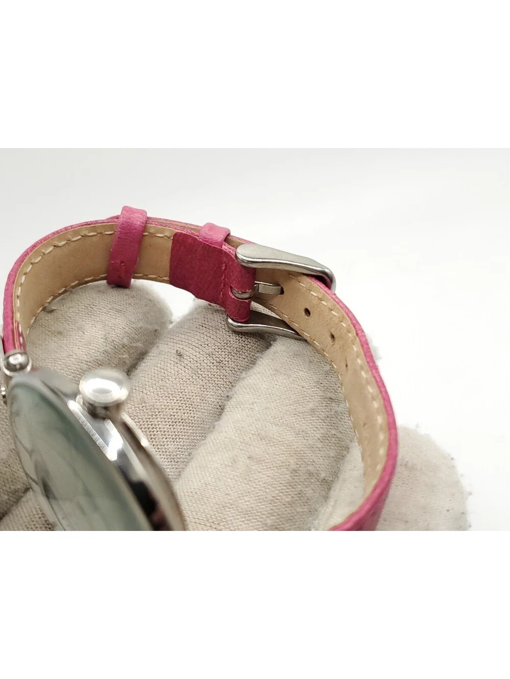 Womens AK Anne Klein Watch 34mm New Battery Pink Leather Band Y121E